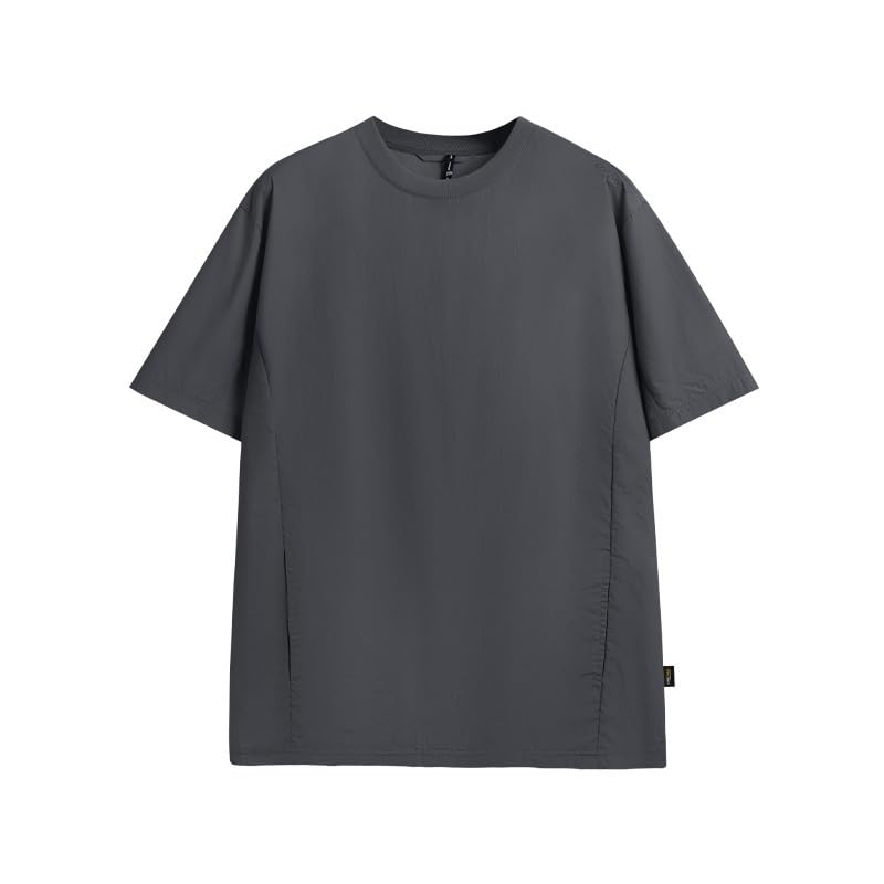 TEOYETTSF Men's Retro T Shirt Short Sleeved Outdoor Bottoming Round Neck Top