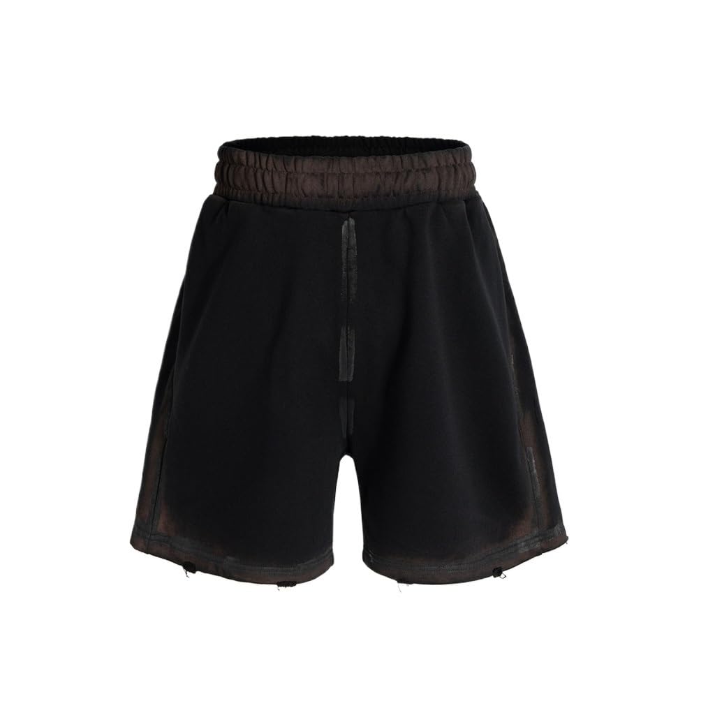 NSUQOA JSEIAJB Men's and Women's Casual Drawstring Mud-Dyed Old Shorts
