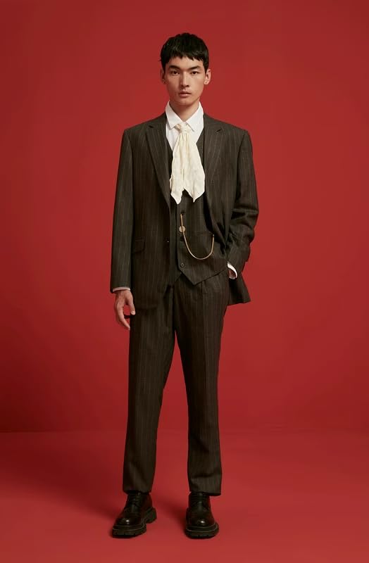 Men's Striped Straight Leg Dress Pants