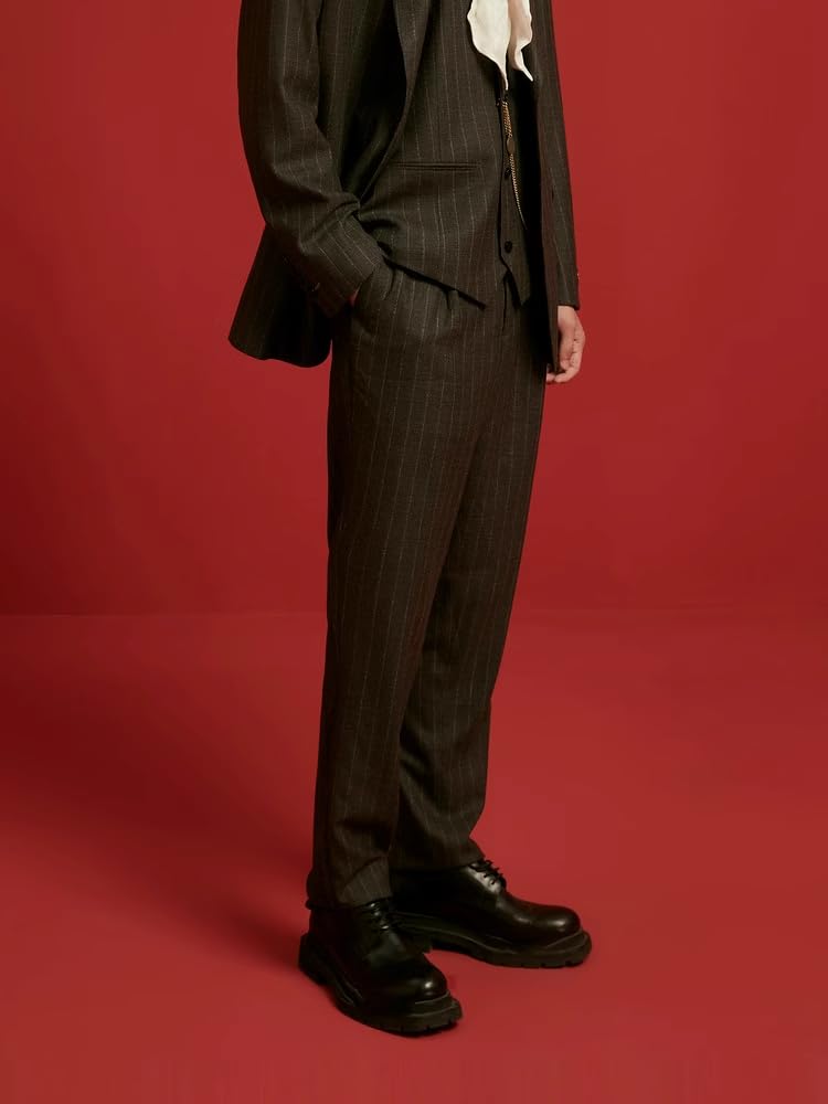 Men's Striped Straight Leg Dress Pants
