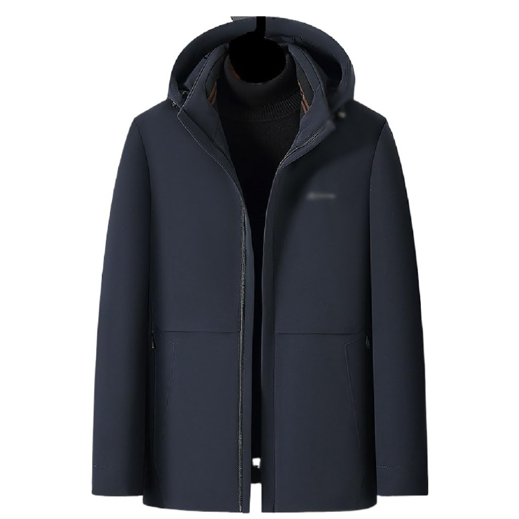 MVUYO Men's Down Jacket White Duck Down Business Warm Removable Liner Hooded Down