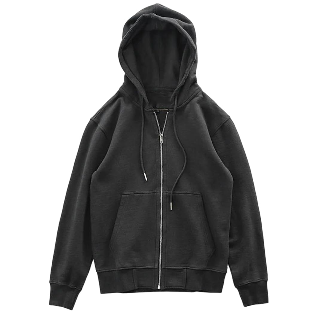 Men’s Hoodie Sweatshirt Cotton Knitted Cardigan Coat Washed Hoodie Warm Vintage Tops