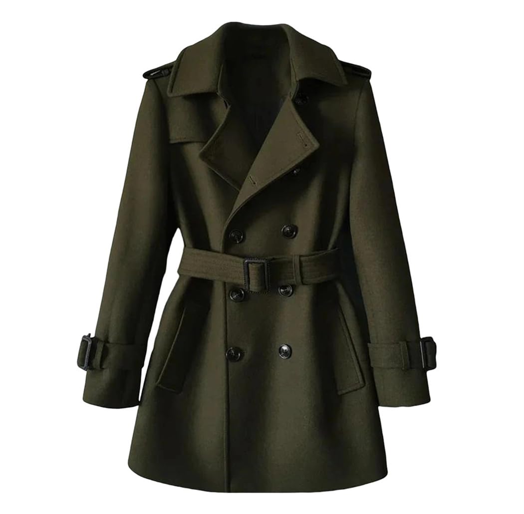 Men's Double-Breasted Wool Trench Coat