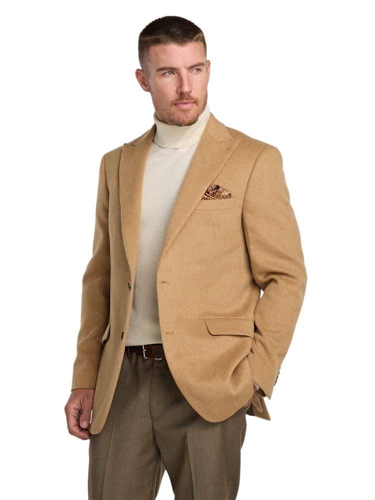 Paul Fredrick Men's Camelhair Single Breasted Peak Lapel Sport Coat