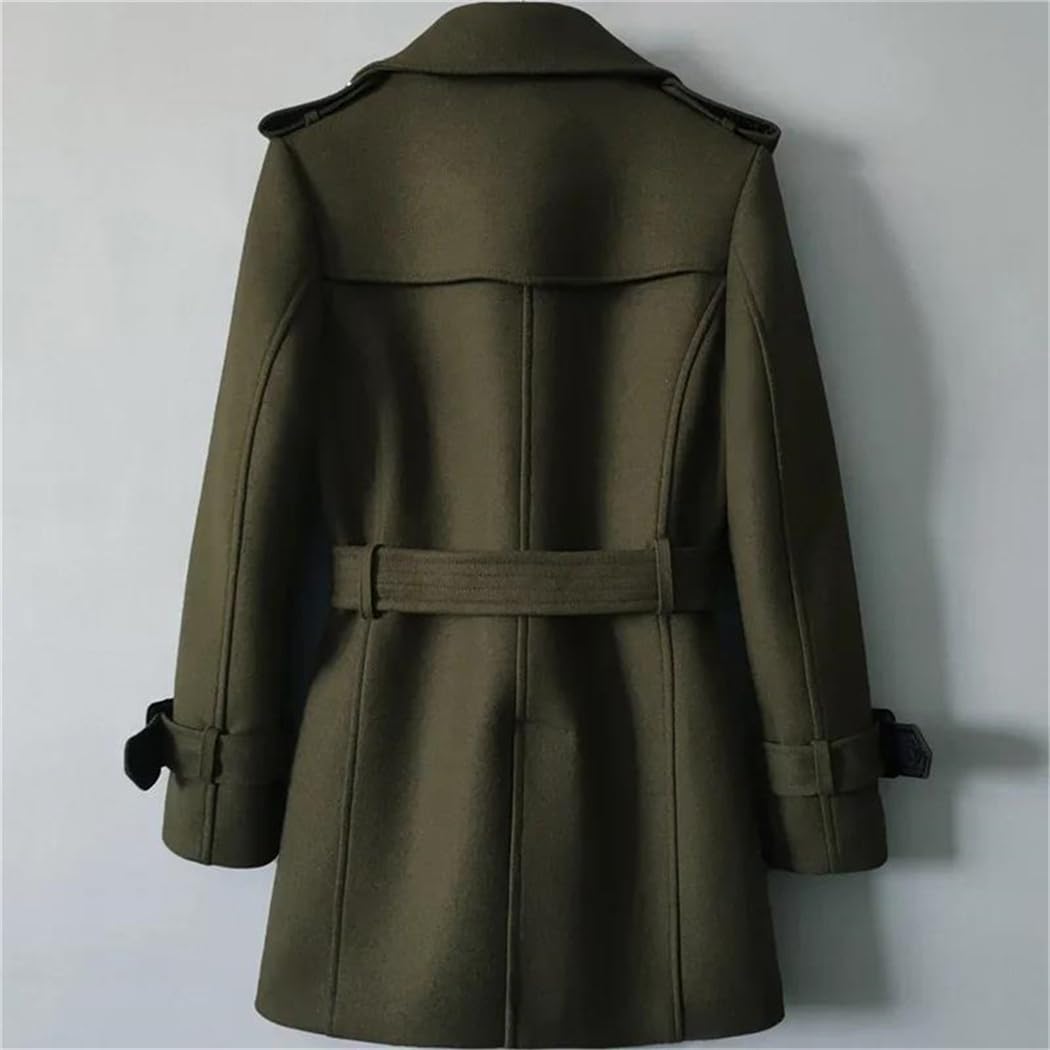 Men's Double-Breasted Wool Trench Coat