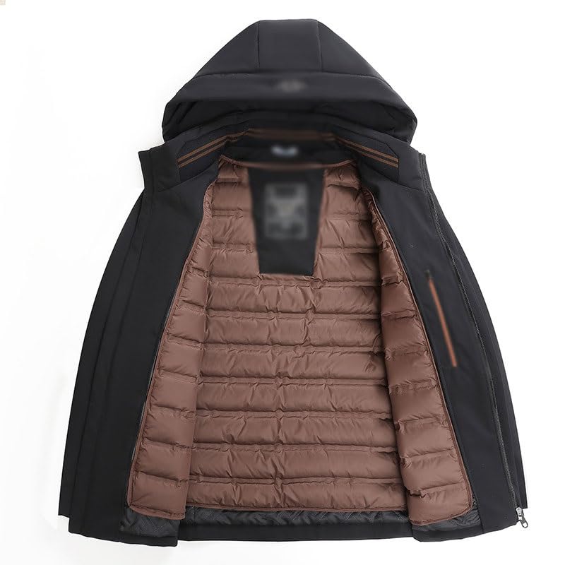 MVUYO Men's Down Jacket White Duck Down Business Warm Removable Liner Hooded Down