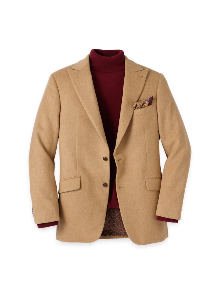 Paul Fredrick Men's Camelhair Single Breasted Peak Lapel Sport Coat