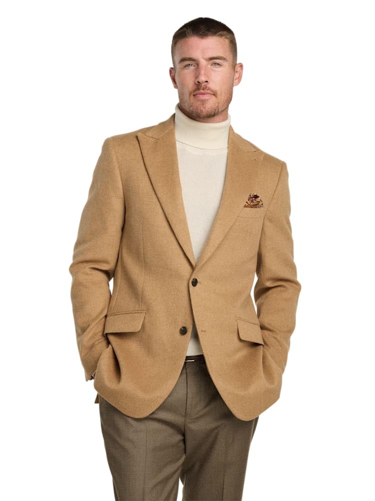 Paul Fredrick Men's Camelhair Single Breasted Peak Lapel Sport Coat