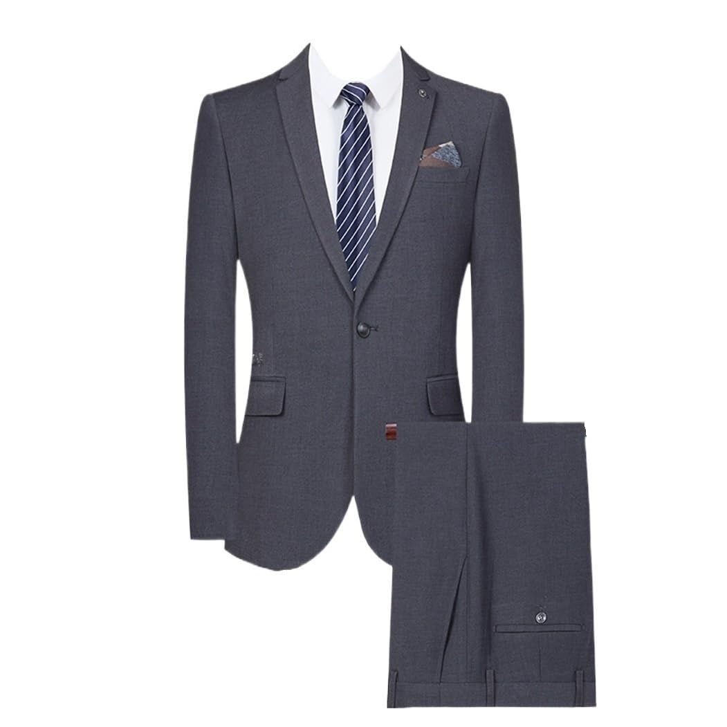 VIDI Men's (Suit Jacket + Pants) British Business Casual Wedding Gentleman Suit Two-piece Set