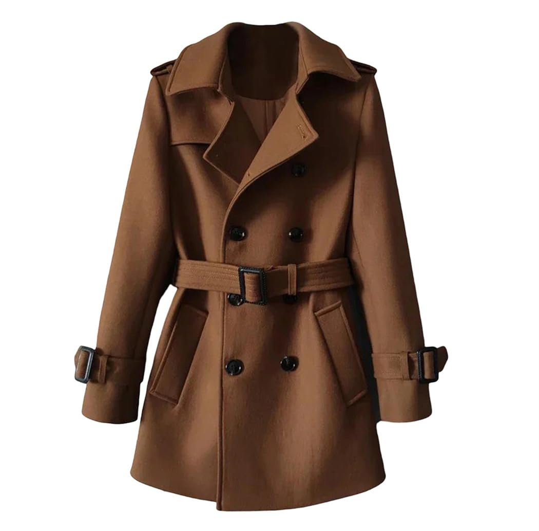 Men's Double-Breasted Wool Trench Coat