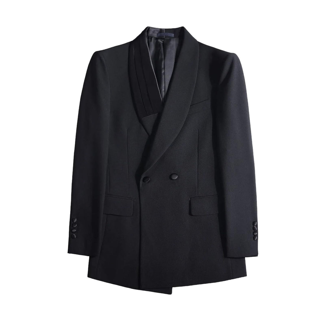 Men's Elegant Gentlemen Blazers Jacket Business Casual Double Breasted Slim Fit Suit Coats Formal