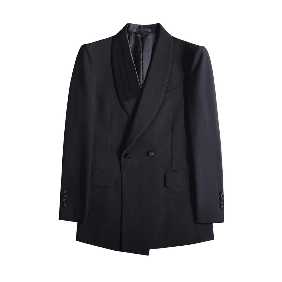Men's Elegant Gentlemen Blazers Jacket Business Casual Double Breasted Slim Fit Suit Coats Formal