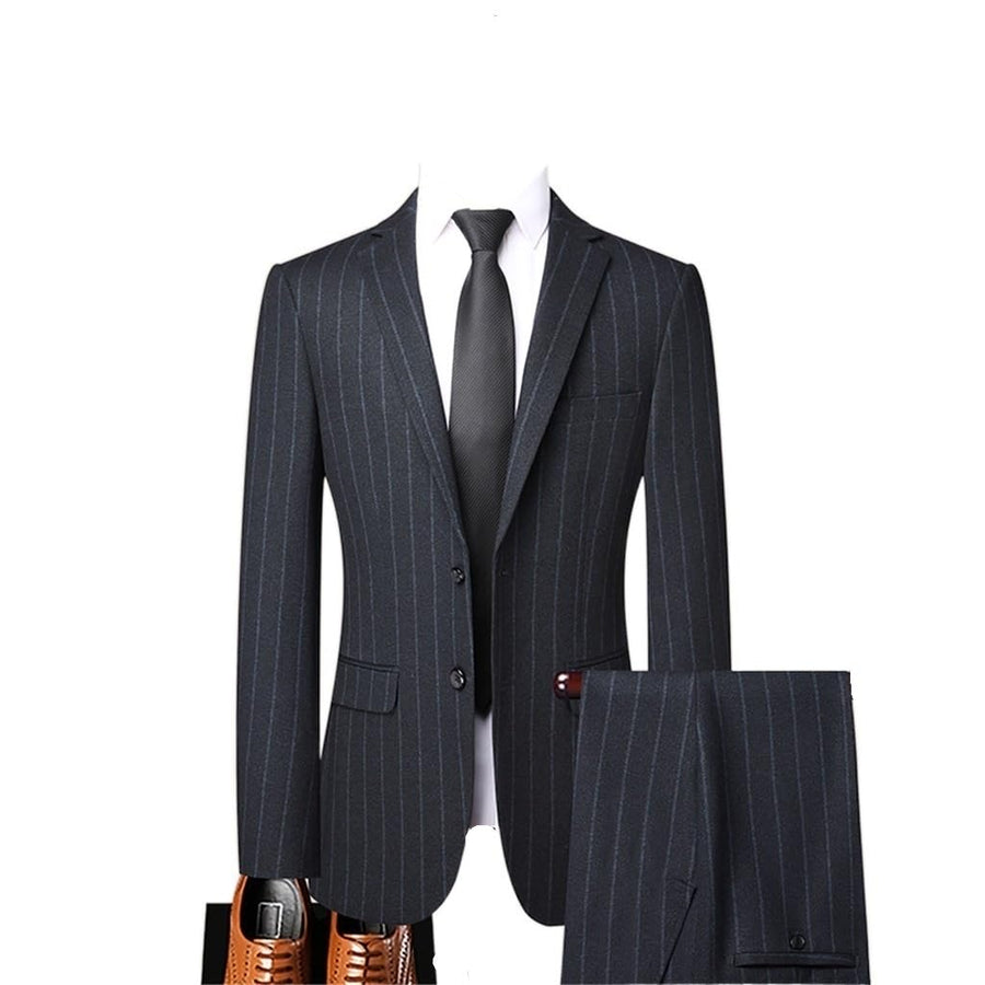 VIDI Men's (Jacket + Trousers) British Business Wedding Gentleman's Suit 2 Piece Set