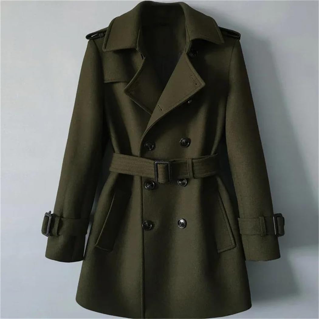 Men's Double-Breasted Wool Trench Coat