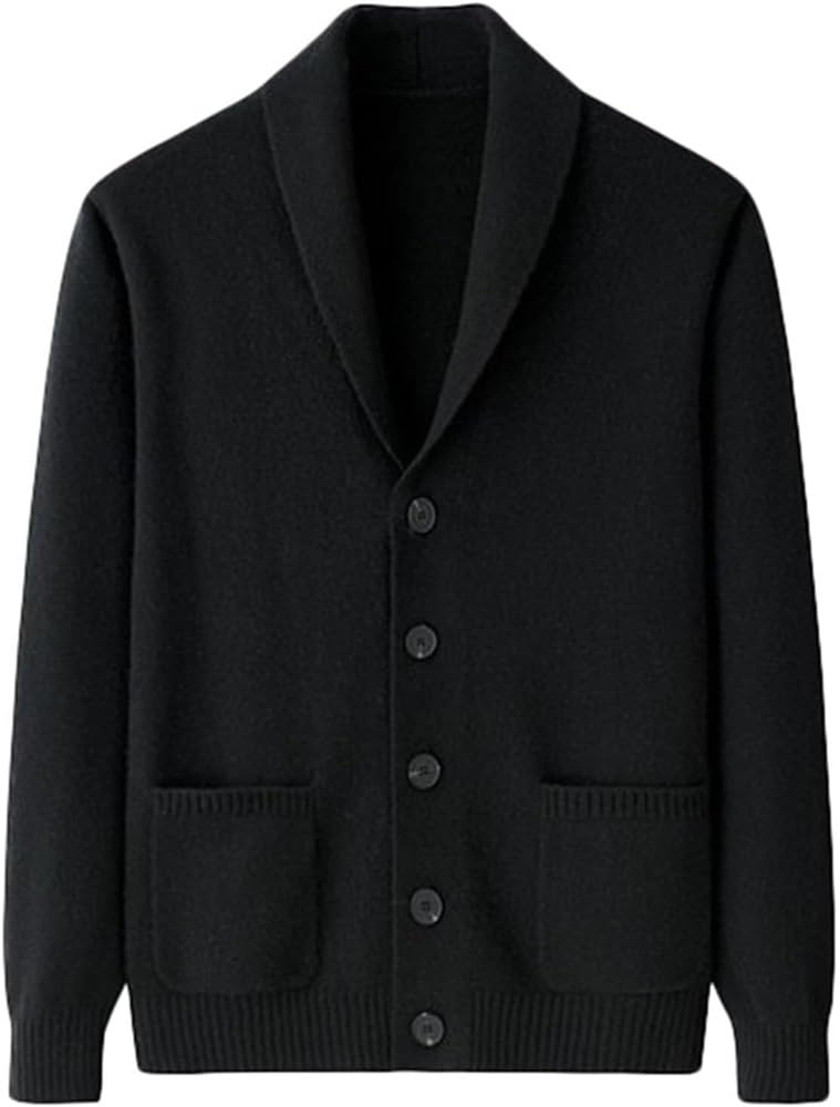 Men's Cashmere Shawl Collar Cable Knit Cardigan