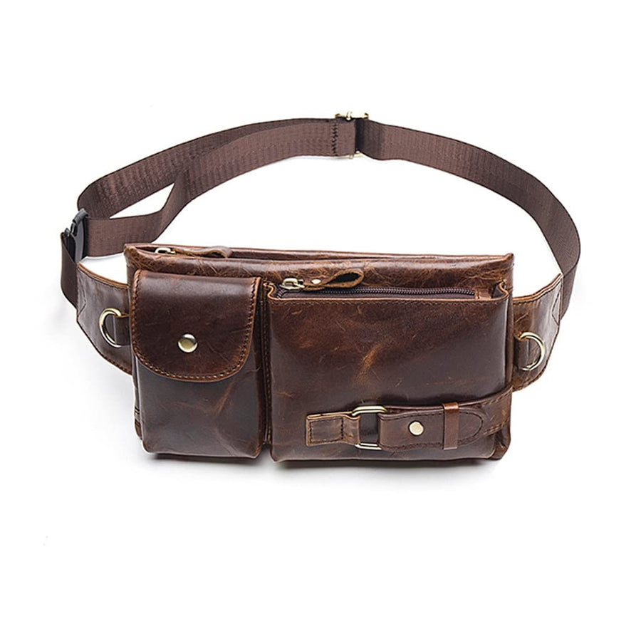 Men's Leather Waist & Crossbody Phone Pouch