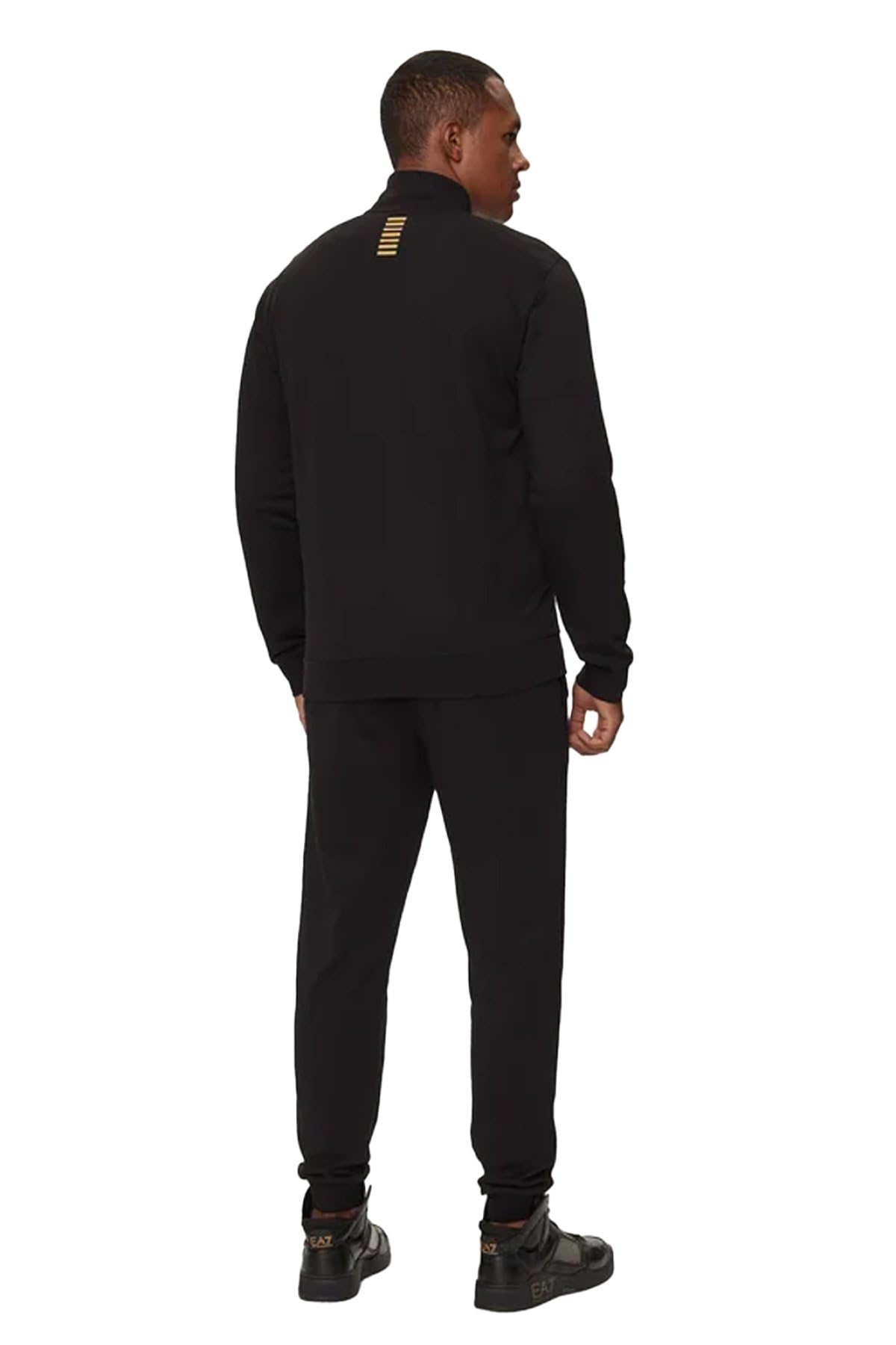 EA7 Men's Logo Zip Through Tracksuit, Black/Gold, XL