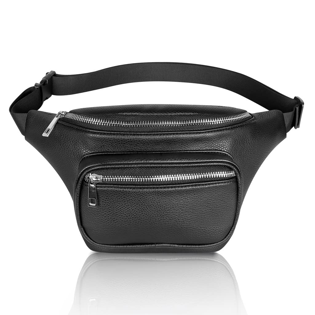 MVNOIRE Black Waist Pack Men Women Belt Fanny Adjustable For Shopping