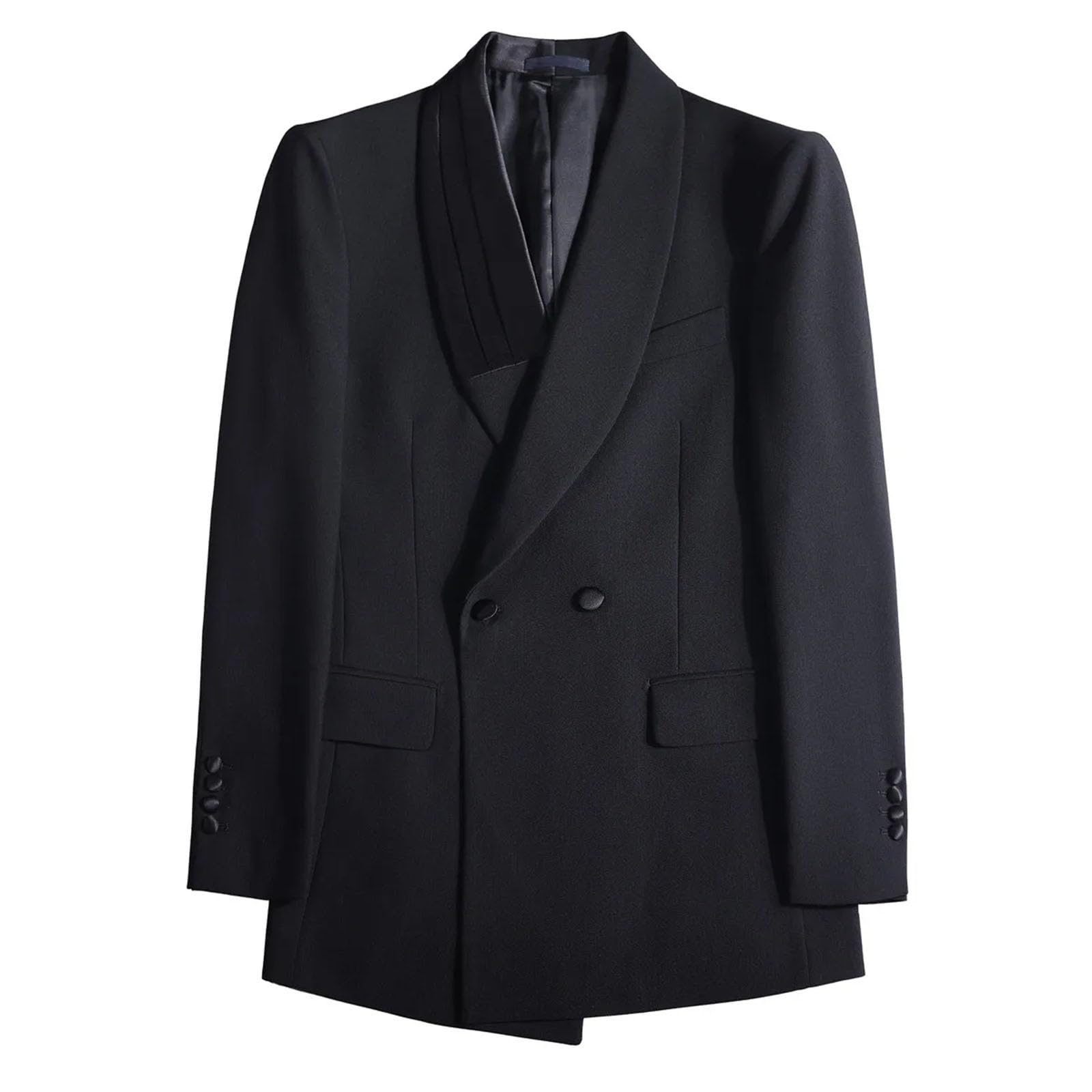 Men's Elegant Gentlemen Blazers Jacket Business Casual Double Breasted Slim Fit Suit Coats Formal