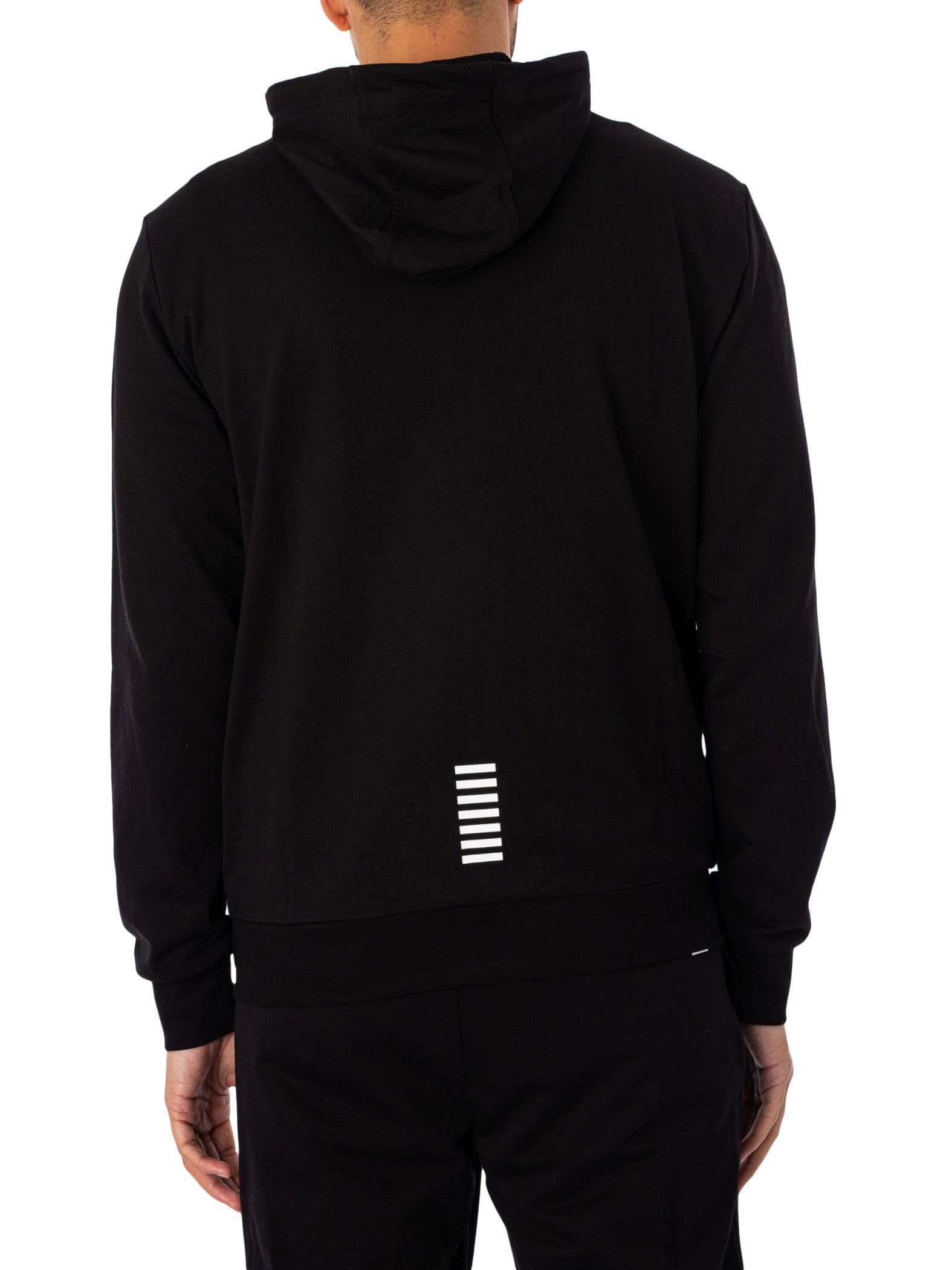 EA7 Men's Zip Hooded Tracksuit, Black/White, XXL