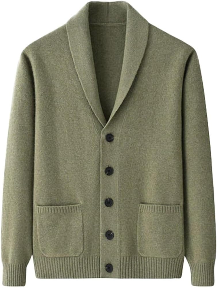 Men's Cashmere Shawl Collar Cable Knit Cardigan