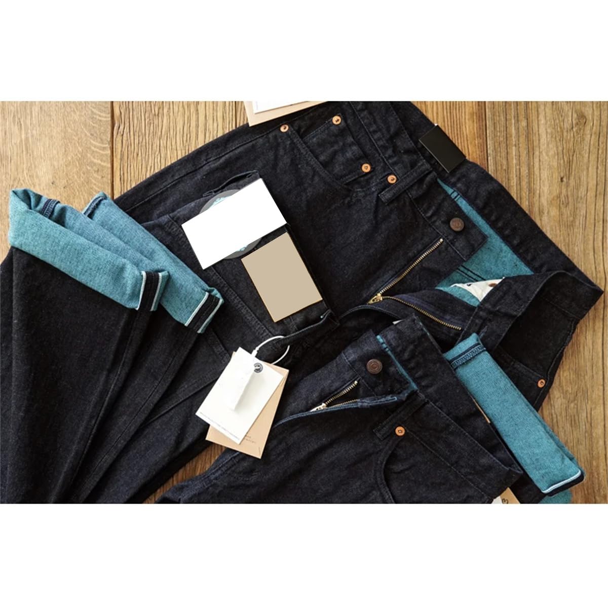 Men's Jeans Double-Sided Dyed Pre-Shrunk Selvedge Jeans Regular Fit Straight Pants
