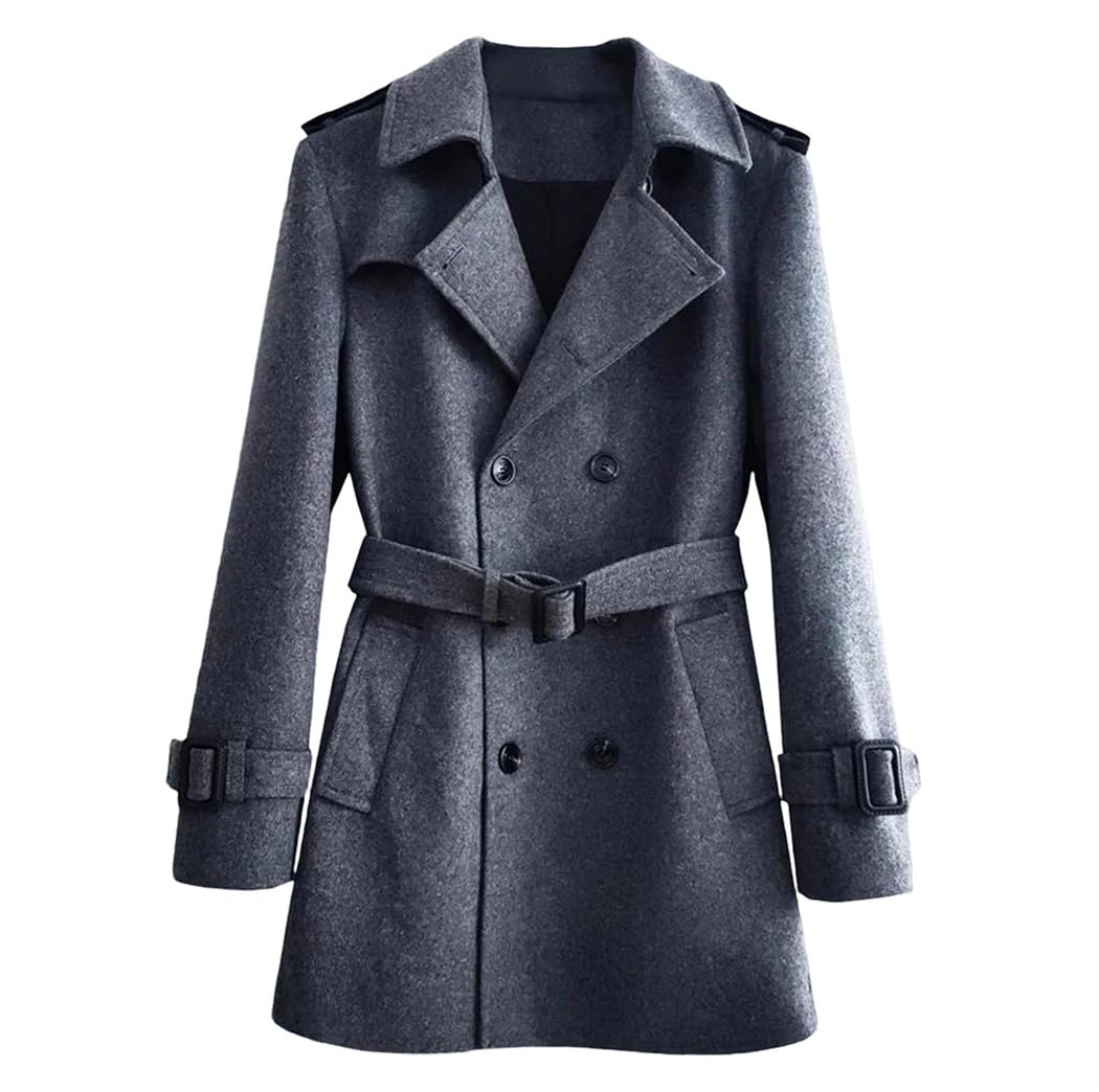 Men's Double-Breasted Wool Trench Coat