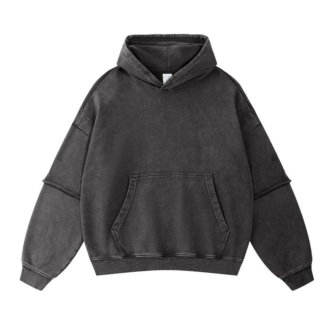 Mens Heavyweight Cotton Hoodie Oversized Streetwear Garment Dyed Washed Ombre