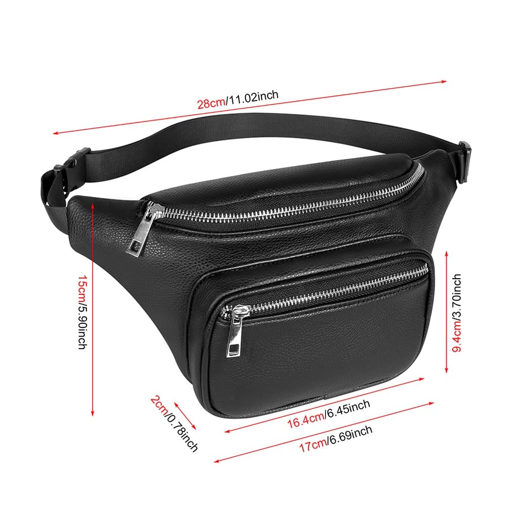 MVNOIRE Black Waist Pack Men Women Belt Fanny Adjustable For Shopping