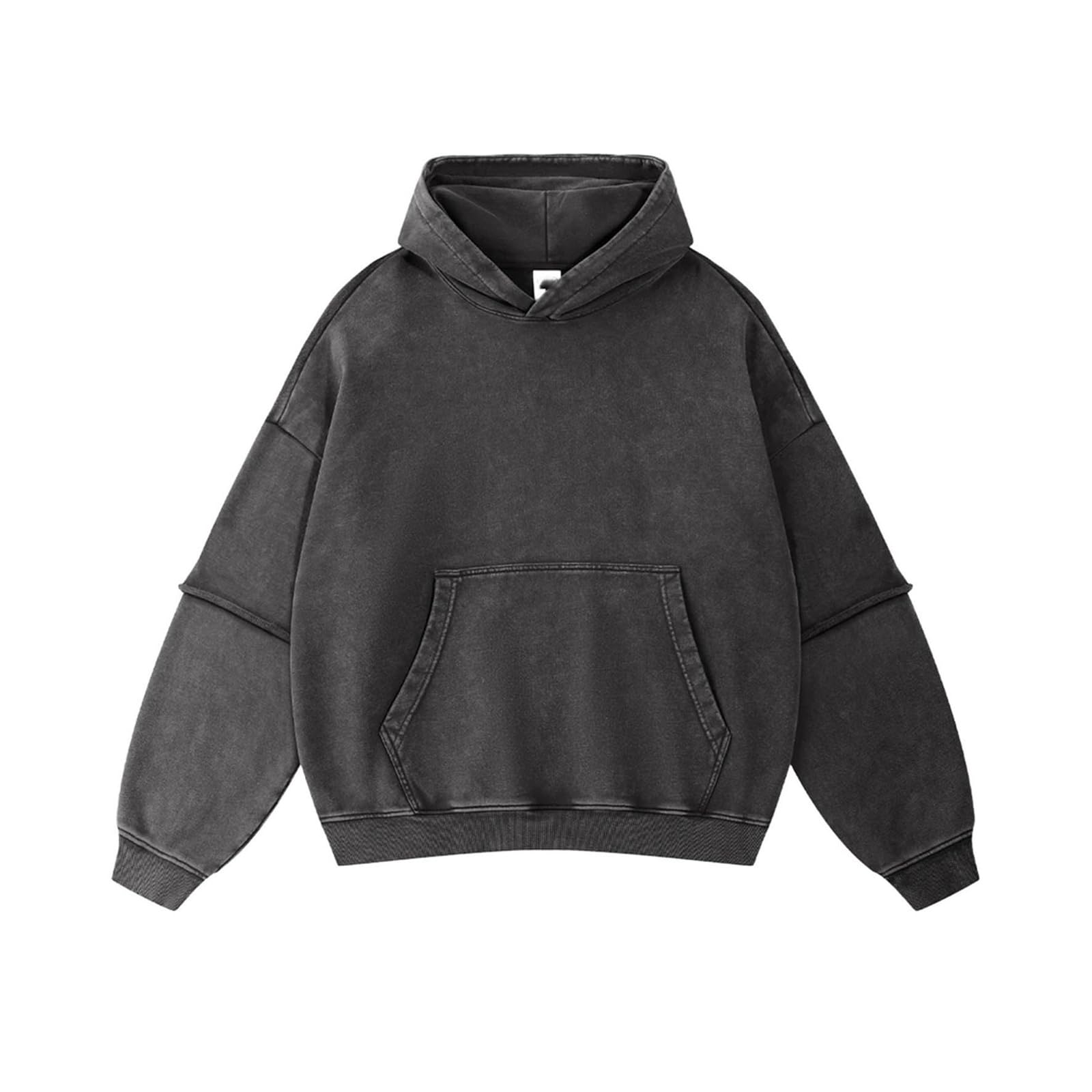 Mens Heavyweight Cotton Hoodie Oversized Streetwear Garment Dyed Washed Ombre