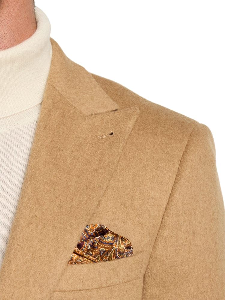 Paul Fredrick Men's Camelhair Single Breasted Peak Lapel Sport Coat
