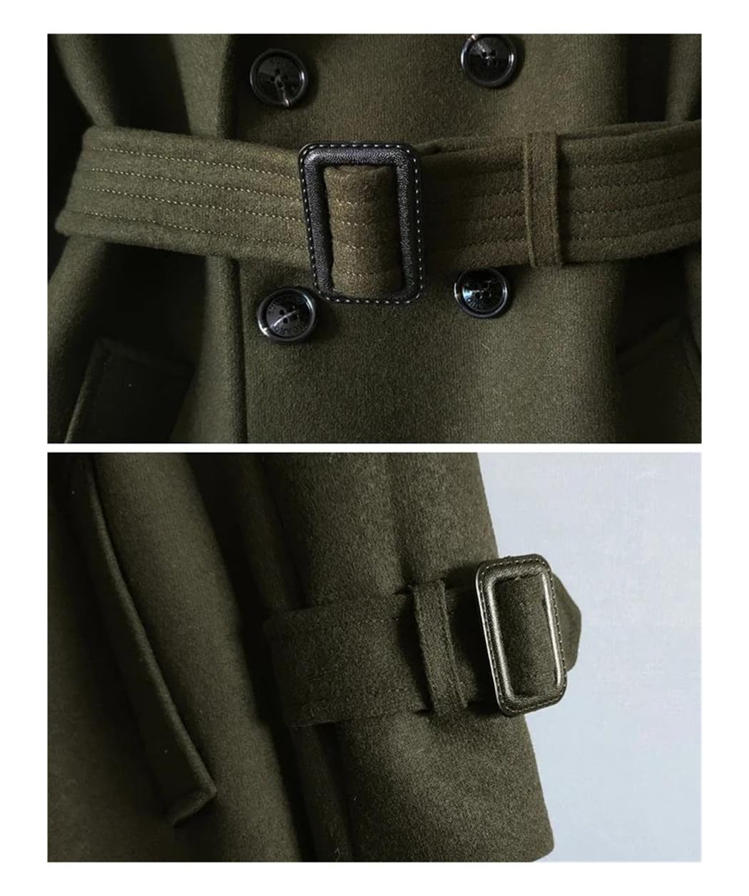 Men's Double-Breasted Wool Trench Coat