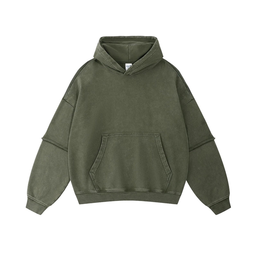 Mens Heavyweight Cotton Hoodie Oversized Streetwear Garment Dyed Washed Ombre