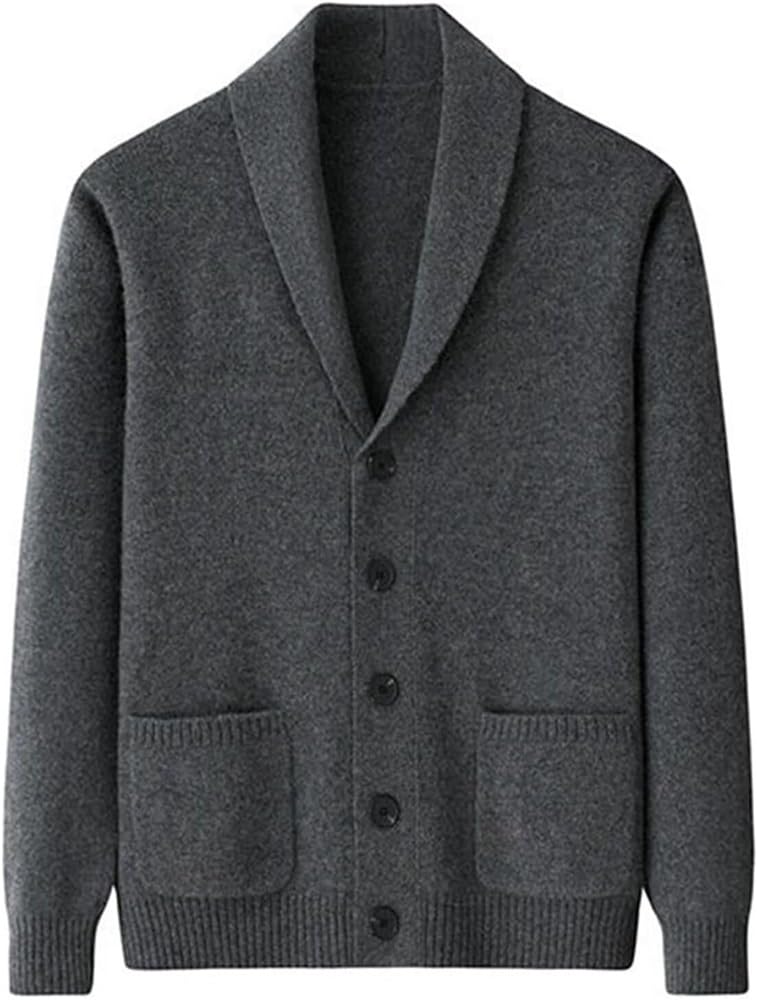 Men's Cashmere Shawl Collar Cable Knit Cardigan