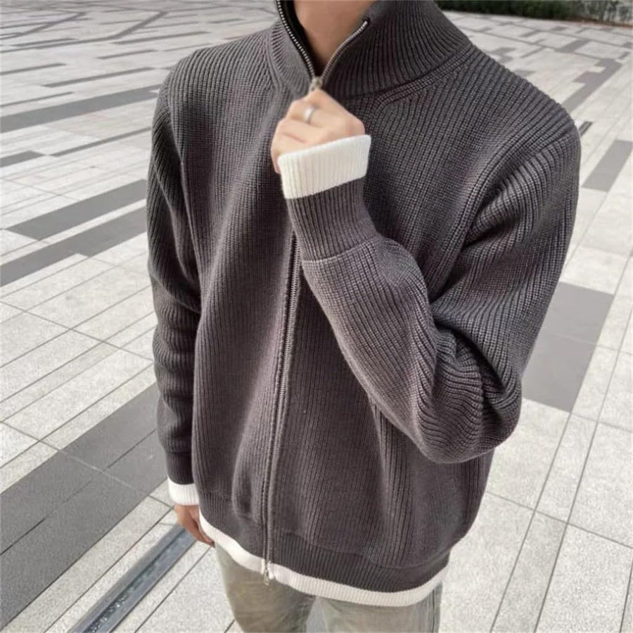 Men's Lambswool Zip Cardigan Sweater