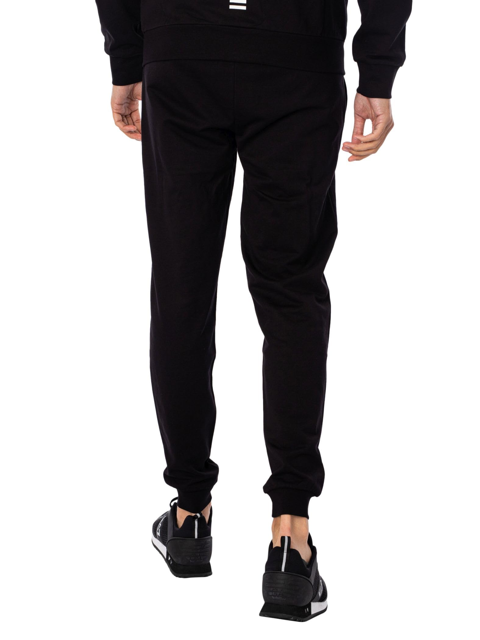 EA7 Men's Zip Hooded Tracksuit, Black/White, XXL