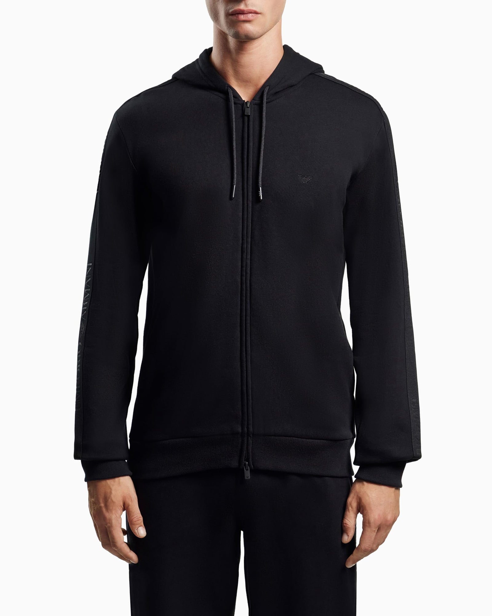 Emporio Armani Mens Basic Terry Hoodie Zip SweatshirtHooded Sweatshirt