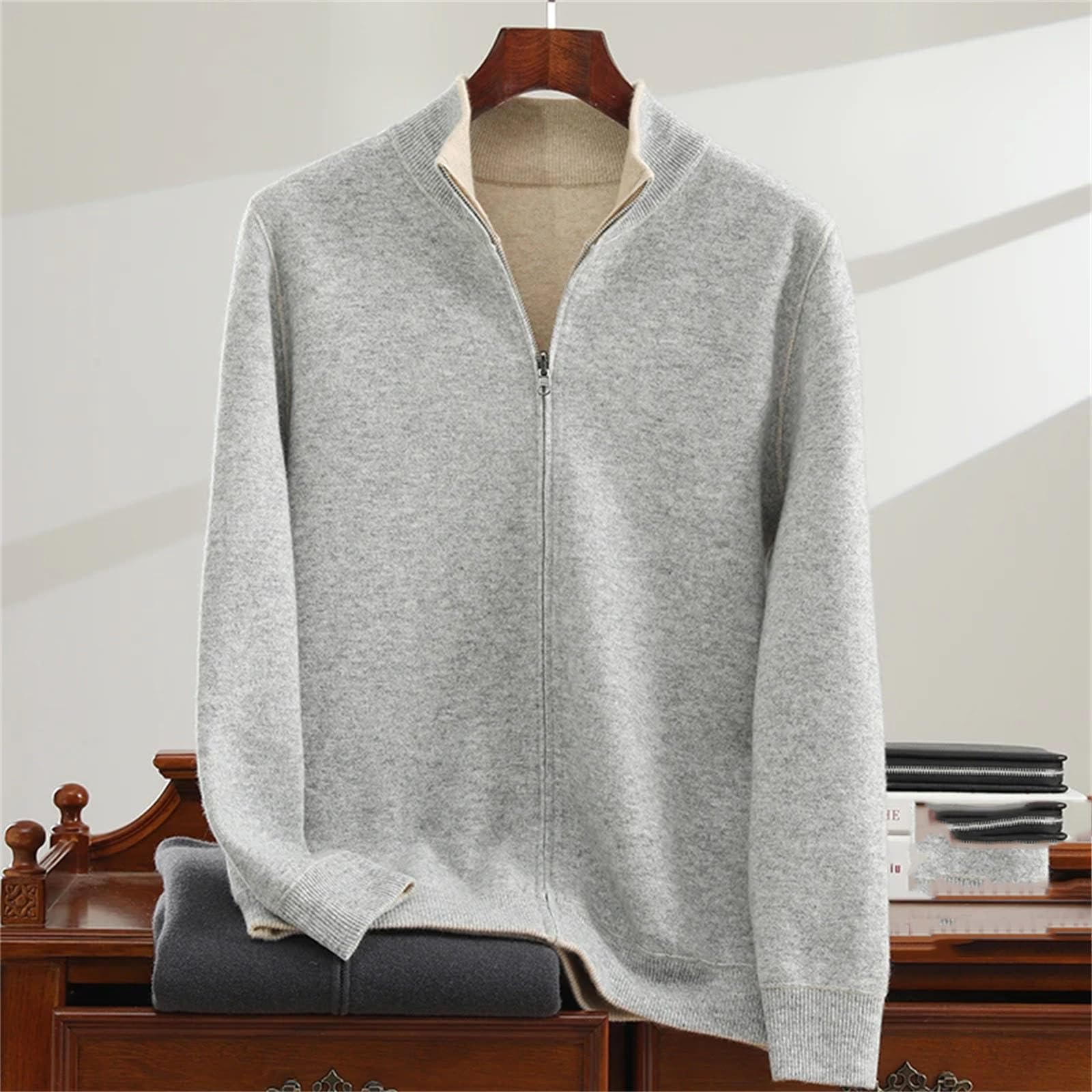 Men's Cashmere Stand Collar Cardigan