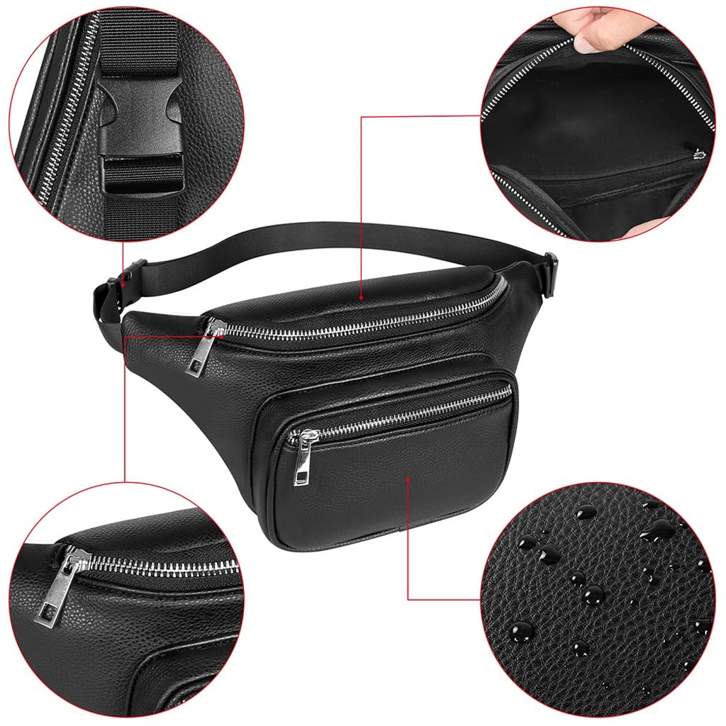 MVNOIRE Black Waist Pack Men Women Belt Fanny Adjustable For Shopping