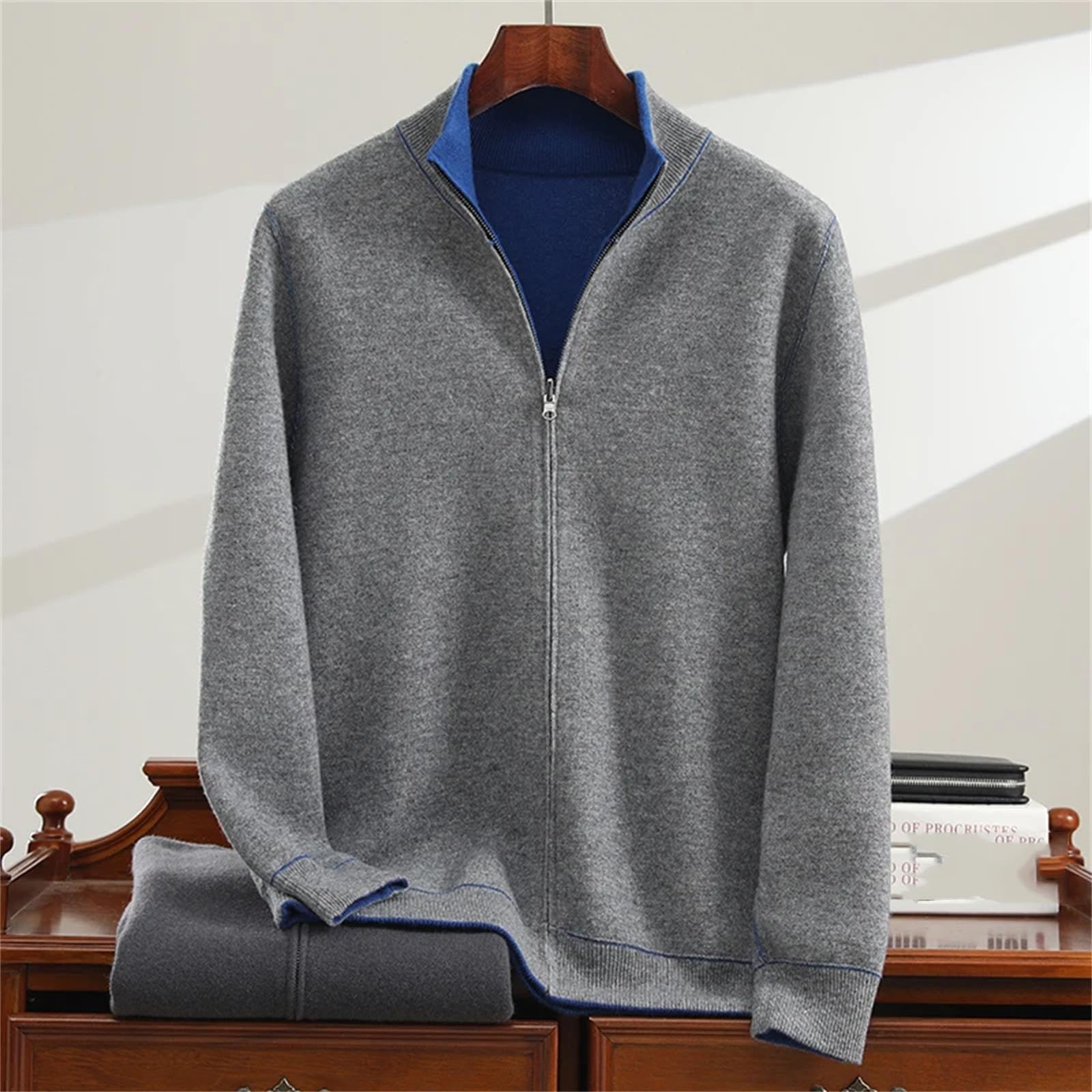 Men's Cashmere Stand Collar Cardigan