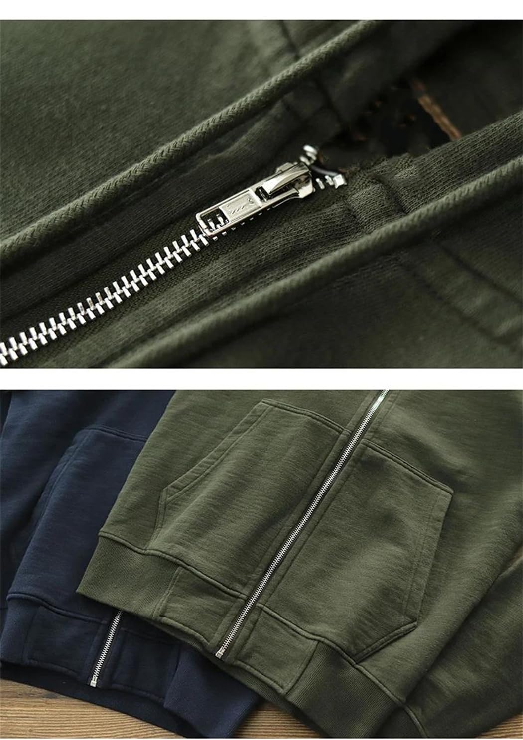 Men’s Hoodie Sweatshirt Cotton Knitted Cardigan Coat Washed Hoodie Warm Vintage Tops