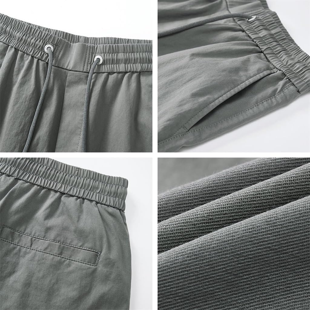 NSUQOA JSEIAJB Men's Elastic Waist Pants Casual Work Shorts Man