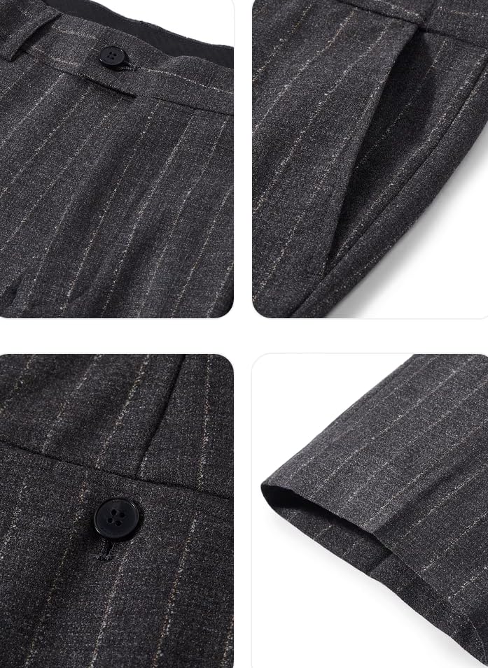 Men's Striped Straight Leg Dress Pants