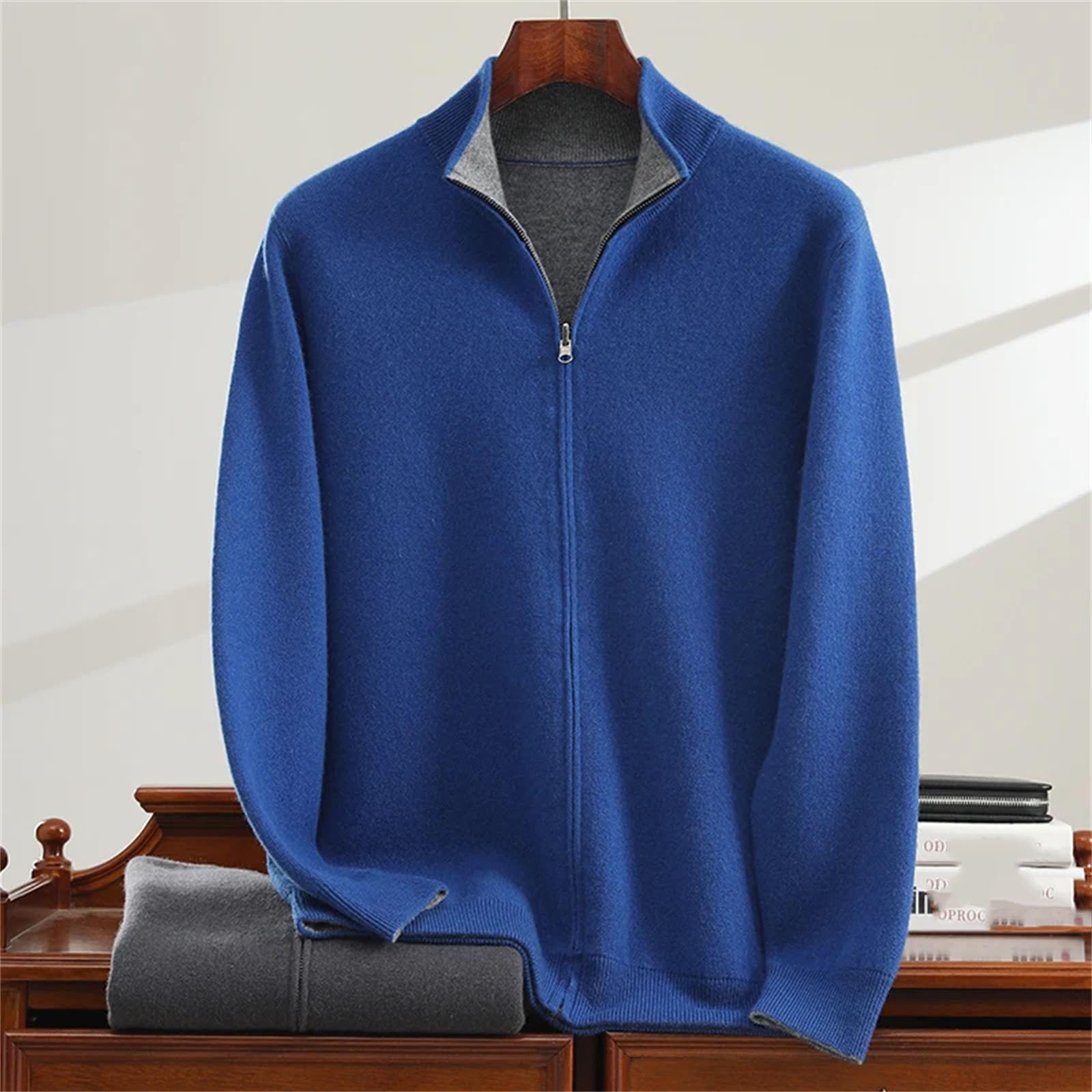 Men's Cashmere Stand Collar Cardigan