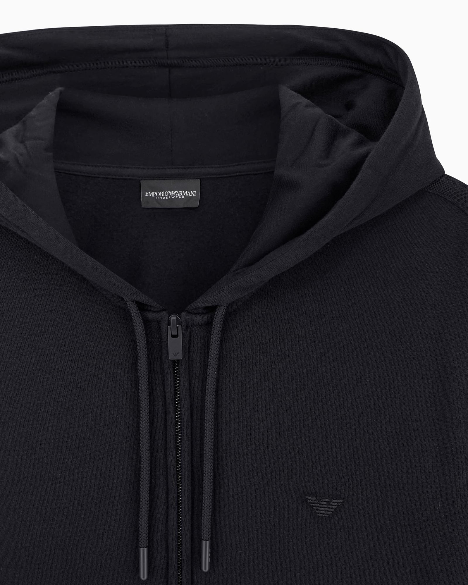 Emporio Armani Mens Basic Terry Hoodie Zip SweatshirtHooded Sweatshirt