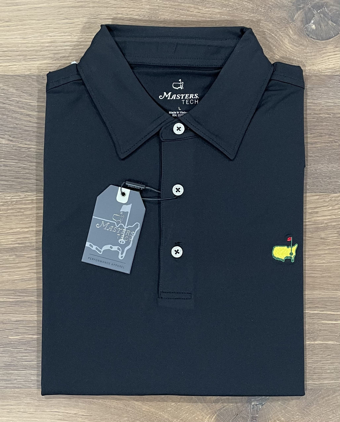 Masters Tech 2023 Men's Solid Black Performance Golf Polo Shirt (Large)