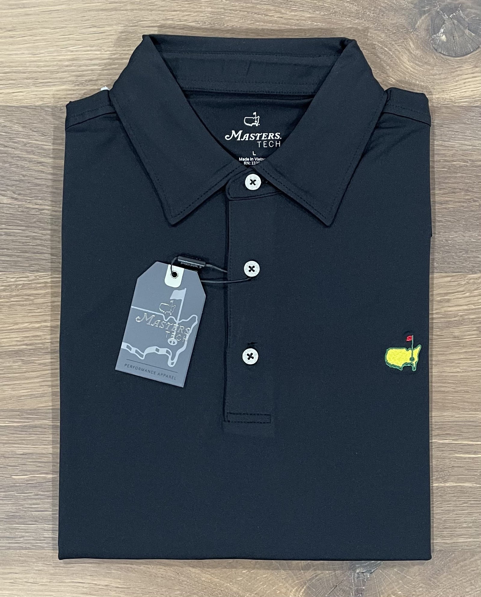 Masters Tech 2023 Men's Solid Black Performance Golf Polo Shirt (Large)