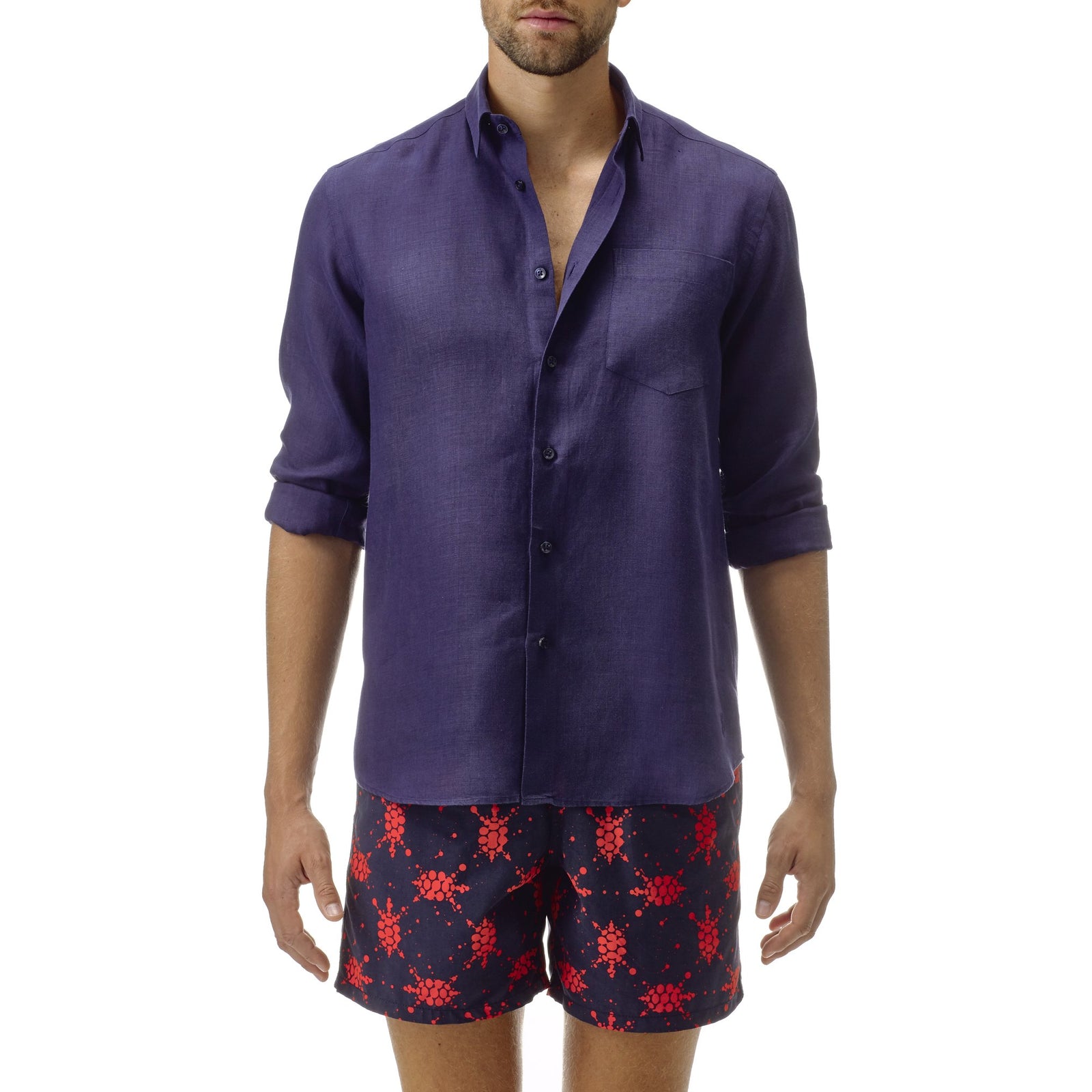 Men Linen Shirt Solid