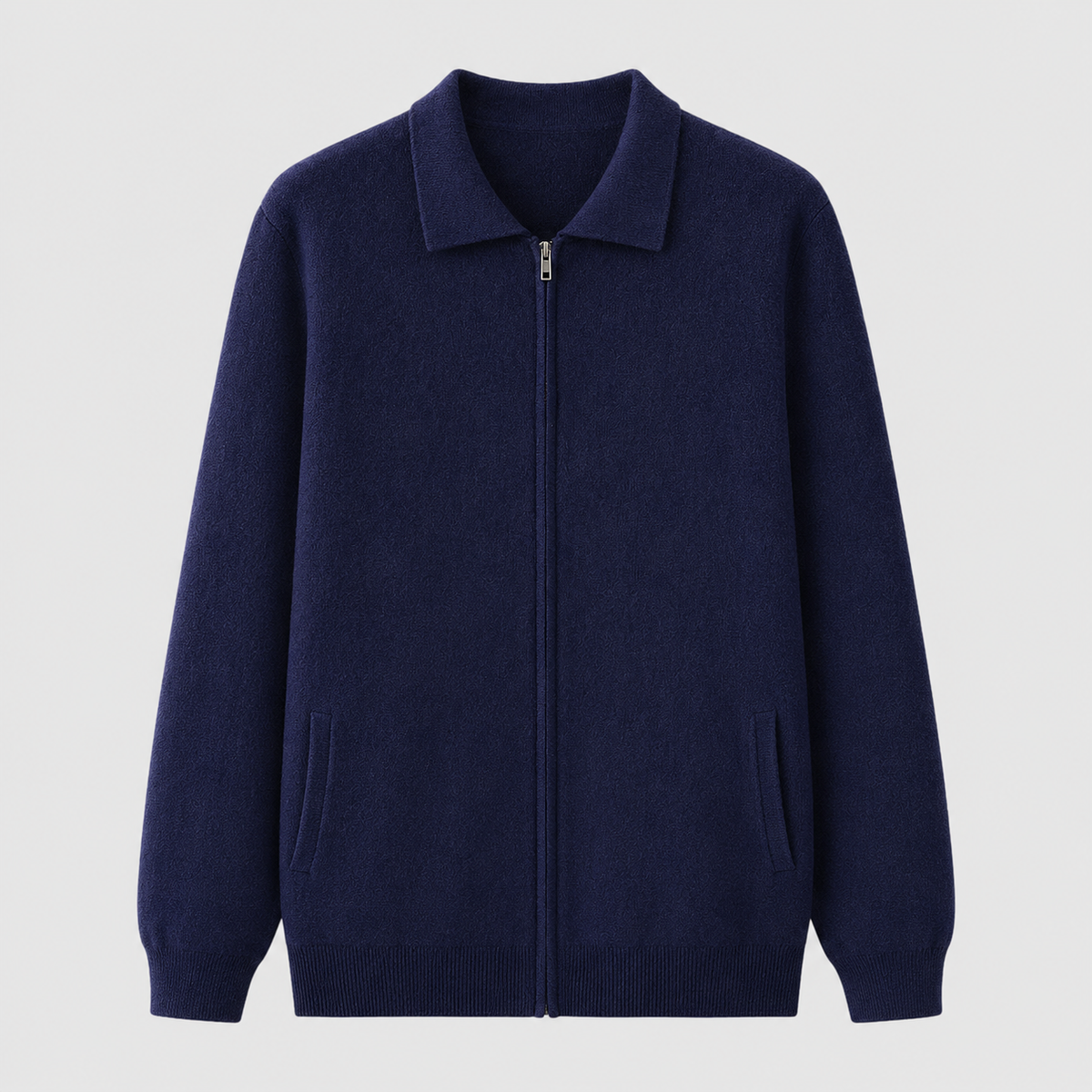 ZIP COLLAR KNIT CARDIGAN