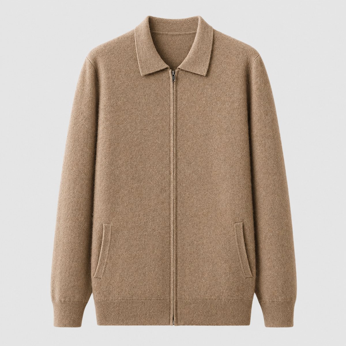 ZIP COLLAR KNIT CARDIGAN